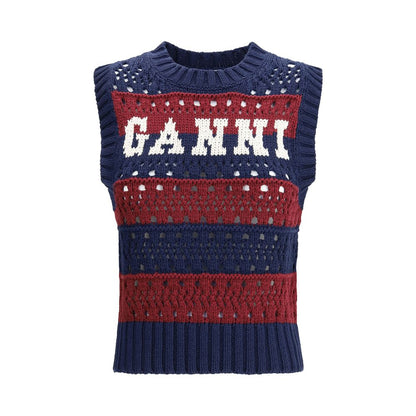 Ganni Blue Recycled Cotton Sweatshirt