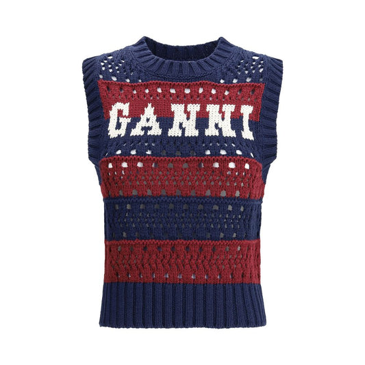 Ganni Blue Recycled Cotton Sweatshirt