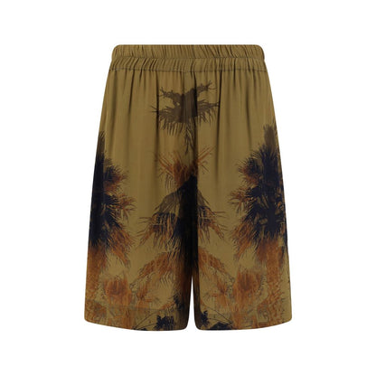 Laneus Brown Viscose Bermuda Shorts