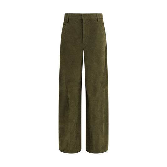 Marni Green Calf Leather Bos Taurus Casual Pants