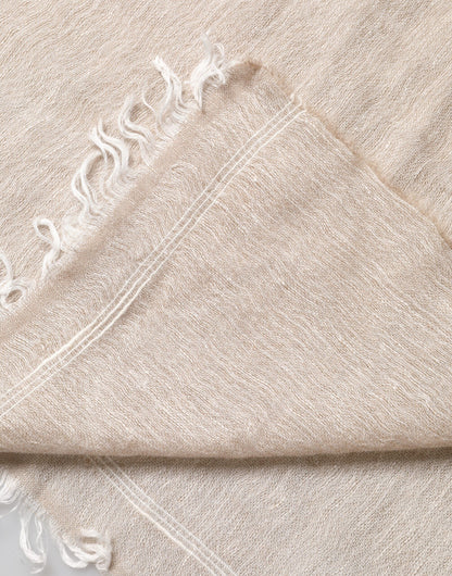 Dolce & Gabbana Beige Linen Neck Wrap Men Shawl Fringe Scarf