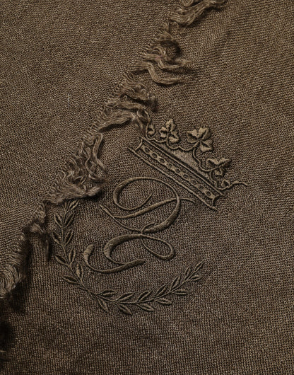 Dolce & Gabbana Brown Cashmere Knit Neck Wrap Shawl  Scarf