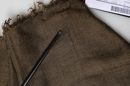 Dolce & Gabbana Brown Cashmere Knit Neck Wrap Shawl  Scarf