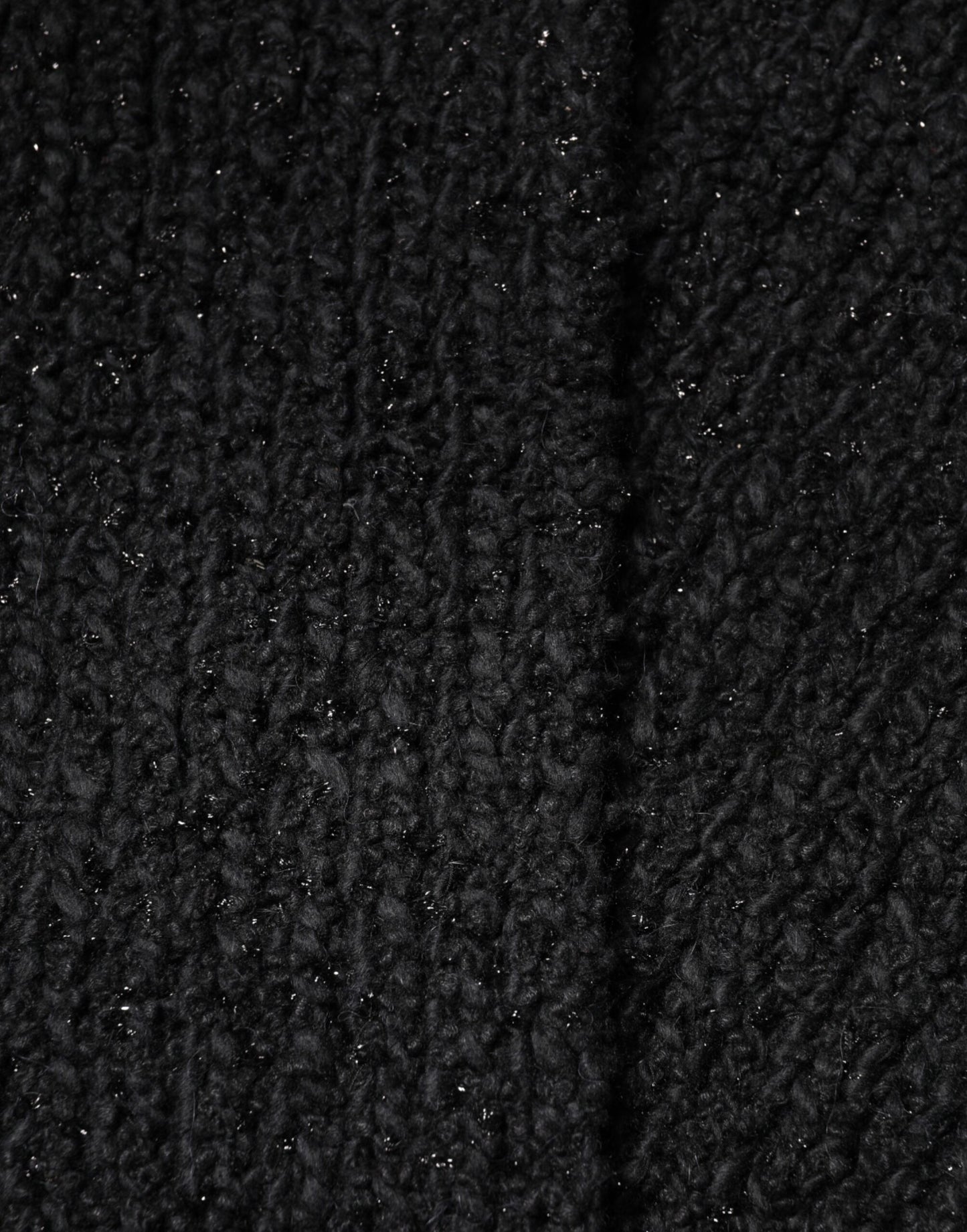 Dolce & Gabbana Black Cashmere Knit Shawl Fringes Scarf