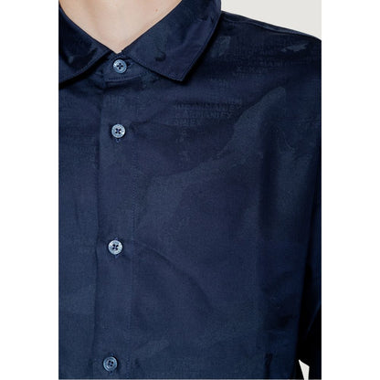 Armani Exchange Blue Cotton Dress Shirt