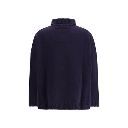 Max Mara Blue Fleece Wool Turtleneck