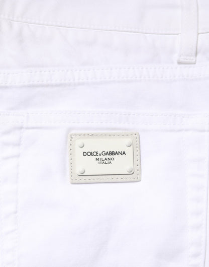 Dolce & Gabbana White Cotton Stretch Skinny Denim Men Jeans