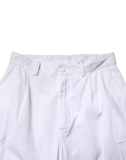 Dolce & Gabbana White Cotton Men Cargo Denim Trouser Jeans