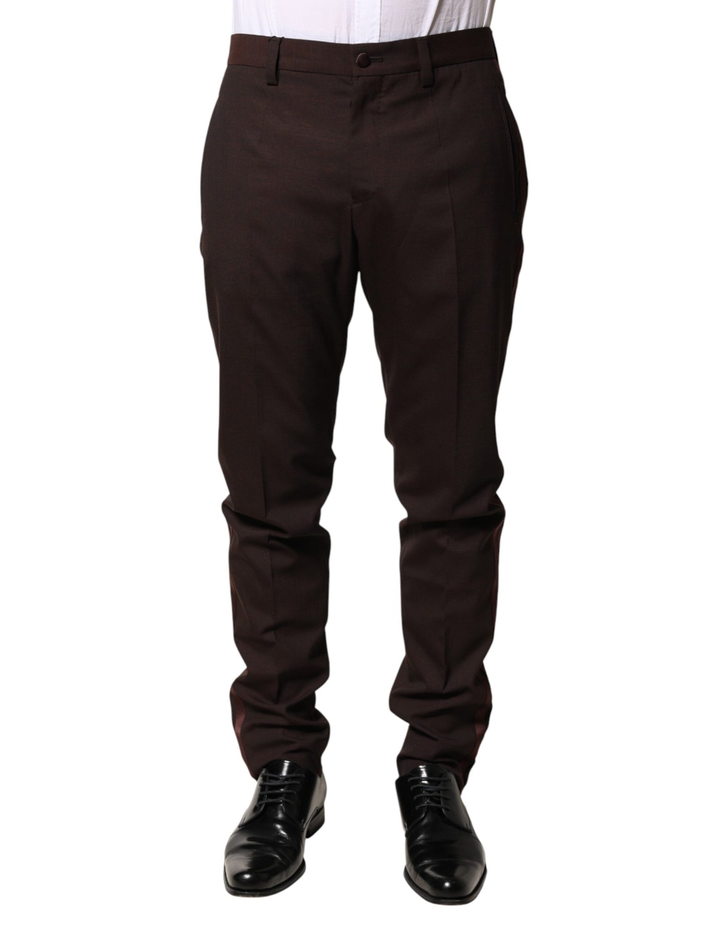 Dolce & Gabbana Brown Polyester Men Dress Trousers Pants