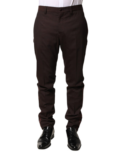Dolce & Gabbana Brown Polyester Men Dress Trousers Pants