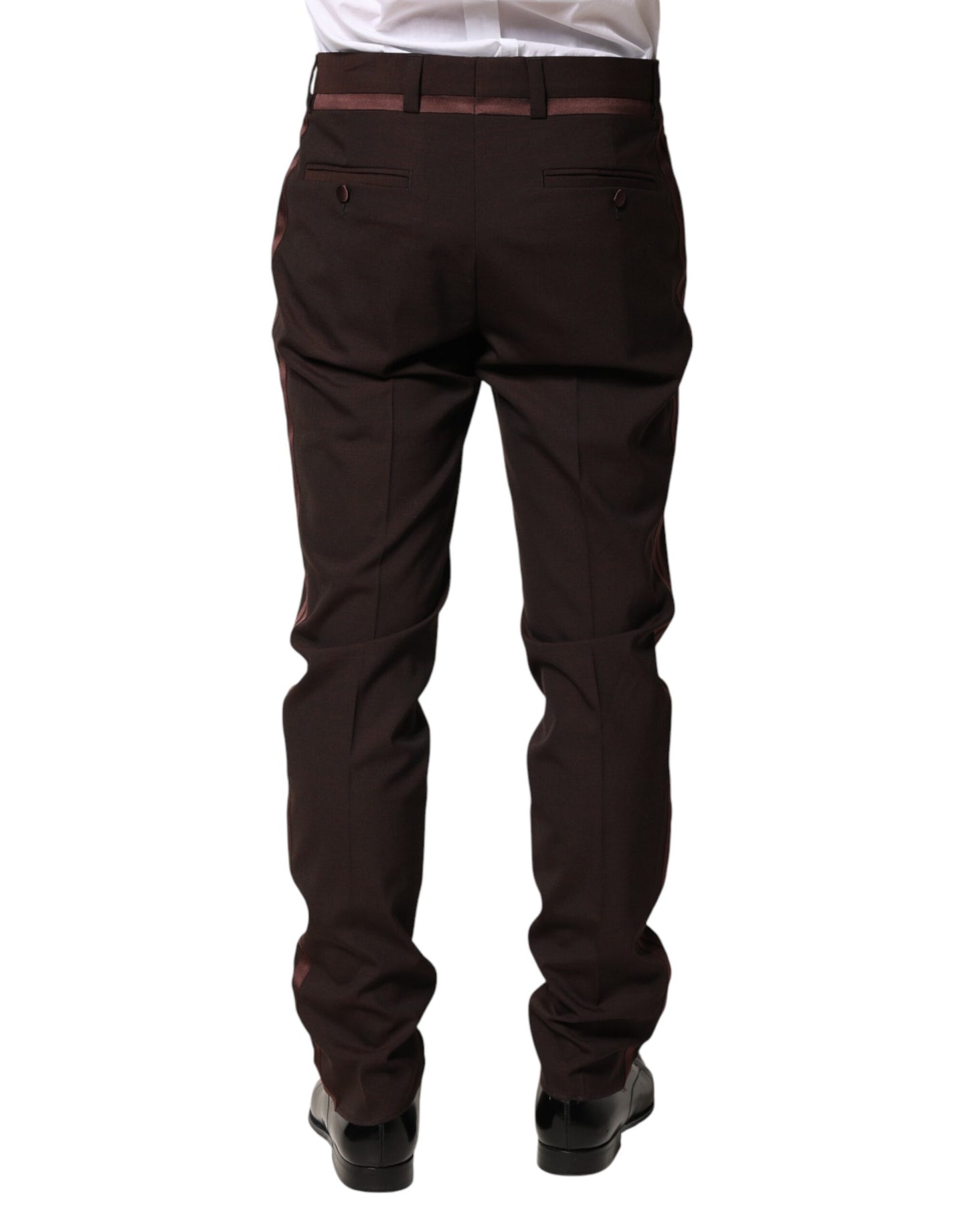 Dolce & Gabbana Brown Polyester Men Dress Trousers Pants