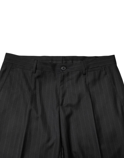 Dolce & Gabbana Black Stripes Wool Men Dress Trousers Pants