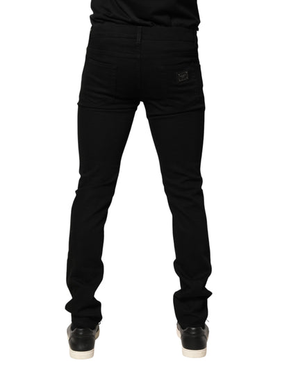 Dolce & Gabbana Black Sacred Heart Men Cotton Denim Jeans
