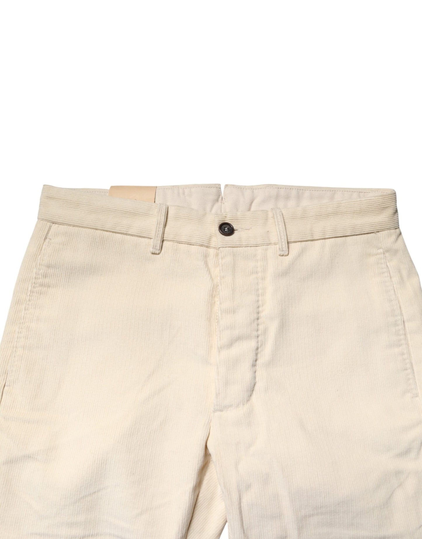 Fortela Off White Cotton Straight Men Corduroy Chino Trouser Pants