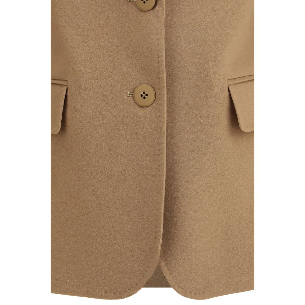 Max Mara Beige Fleece Wool Coat
