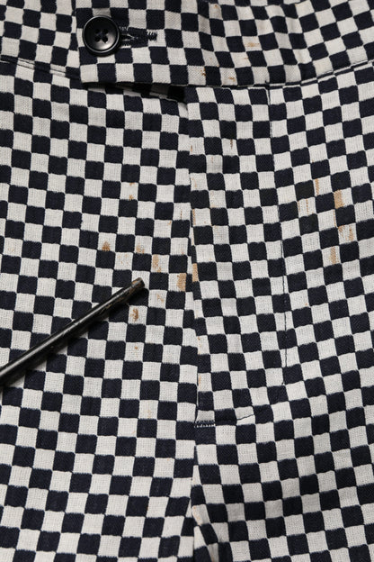 Daniele Alessandrini Black White Checkered Men Cropped Pants