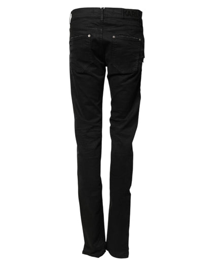 Karl Lagerfeld Black Tattered Men Skinny Denim Trouser Jeans