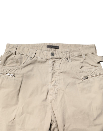 Daniele Alessandrini Beige Cotton Mid Waist Straight Men Denim Jeans