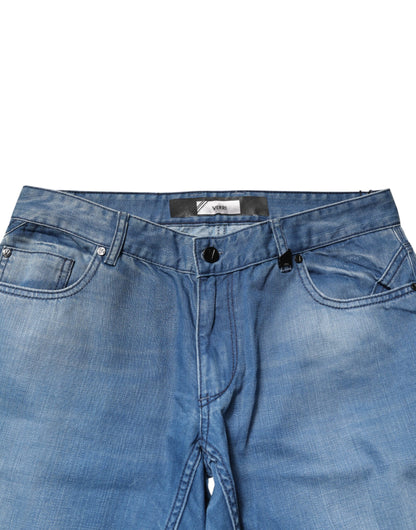 Verri Blue Washed Cotton Skinny Fit Men Denim Trouser Jeans