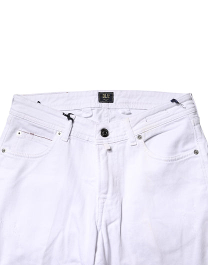 Briglia 1949 White Cotton Straight Fit Men Denim Trouser Jeans