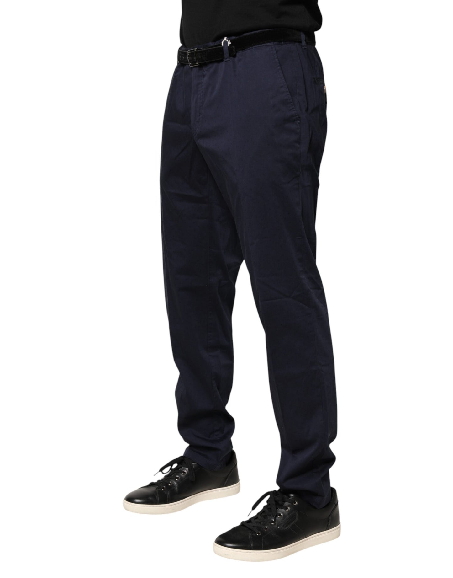 Domenico Tagliente Navy Blue Skinny Chino Mid Waist Men Pants