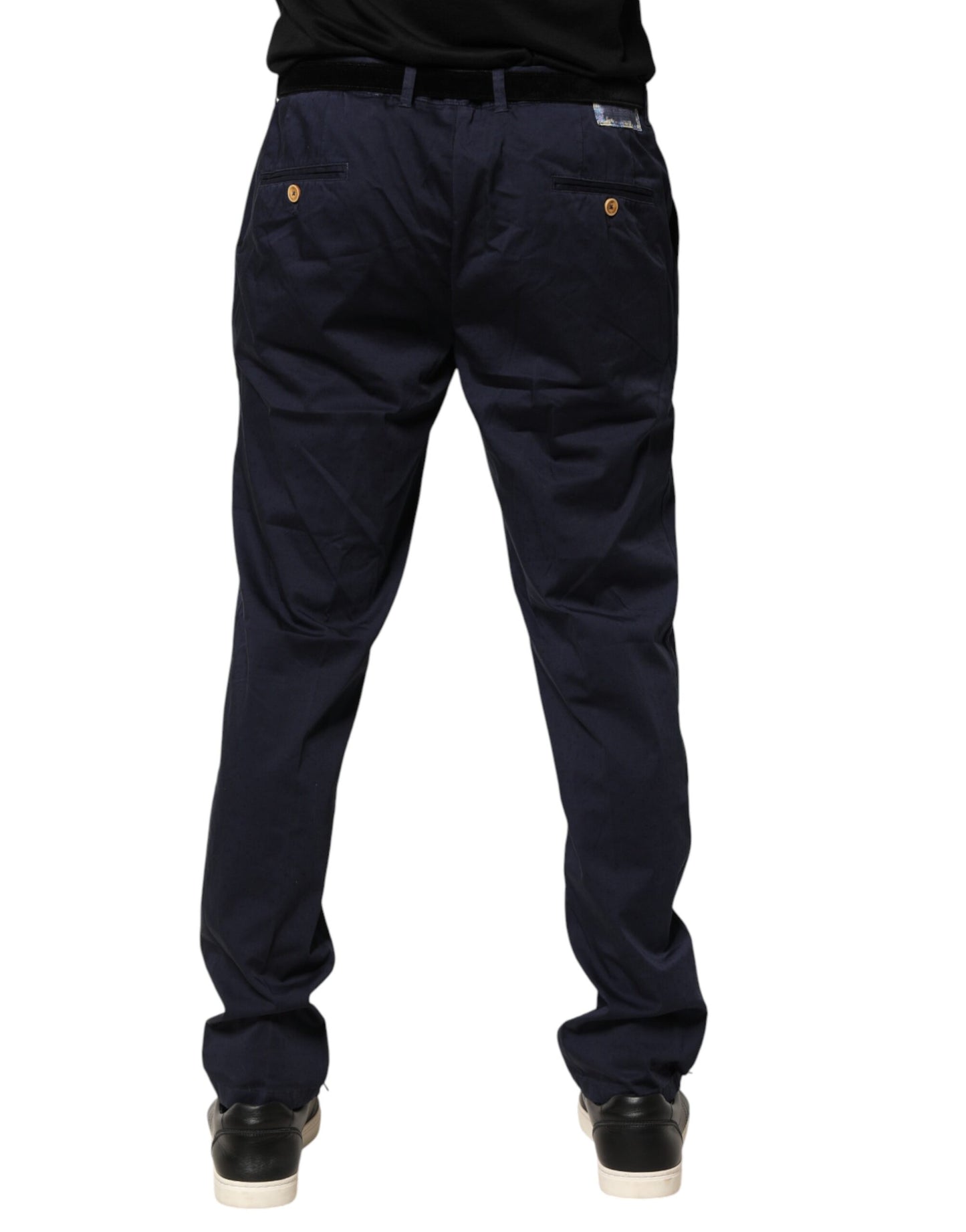 Domenico Tagliente Navy Blue Skinny Chino Mid Waist Men Pants