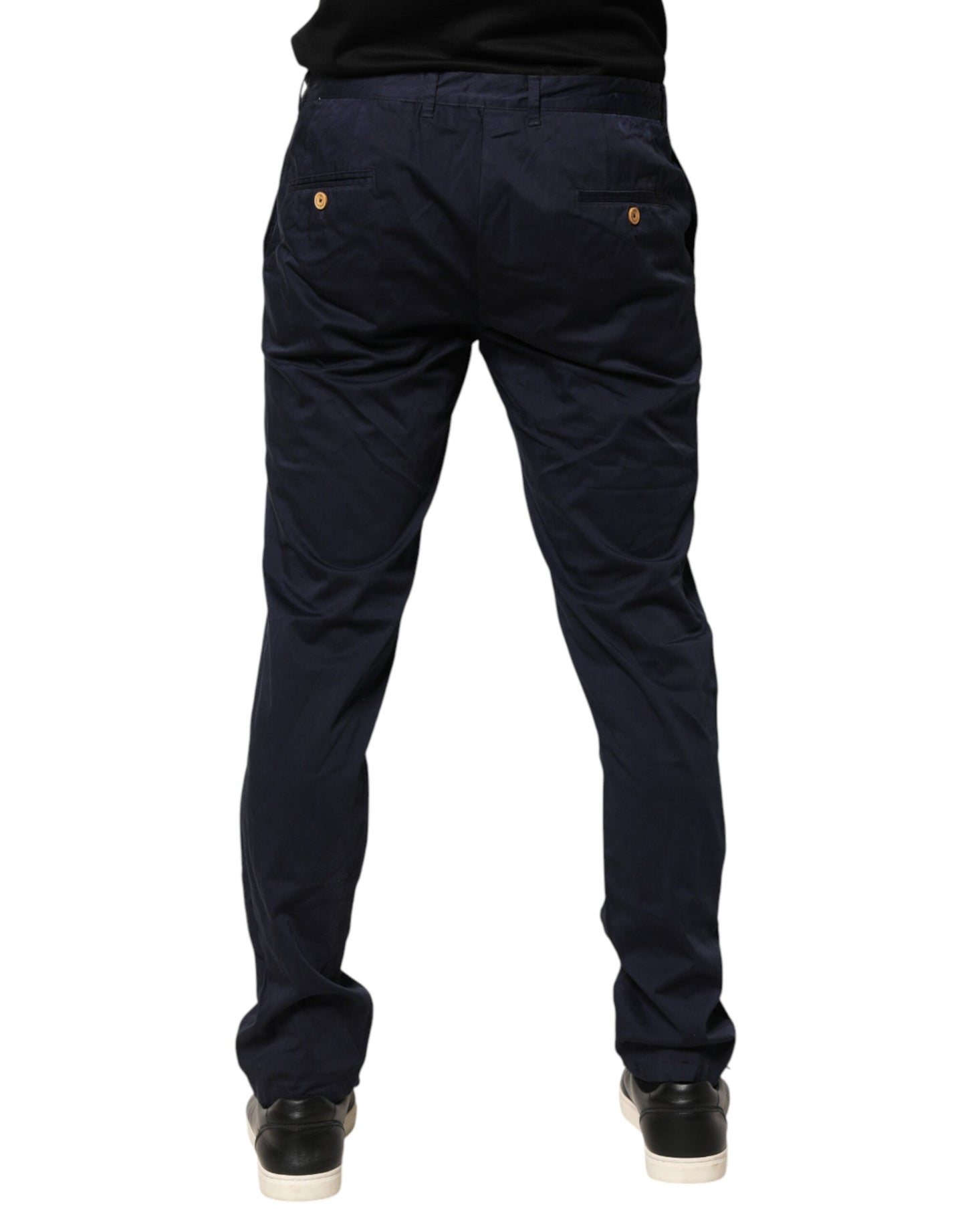Domenico Tagliente Navy Blue Skinny Chino Mid Waist Men Pants