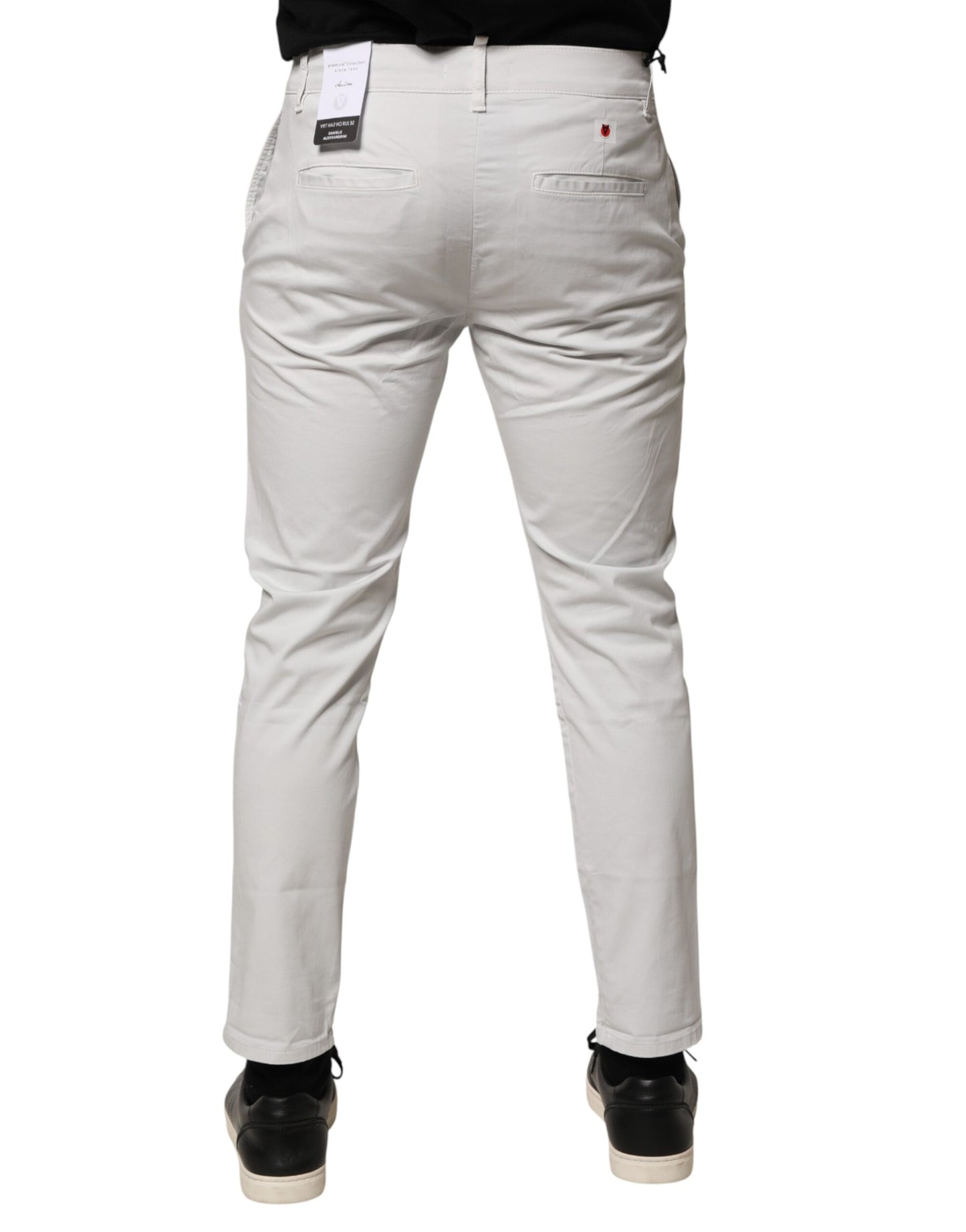 Daniele Alessandrini White Cotton Mid Waist Skinny Men Denim Jeans