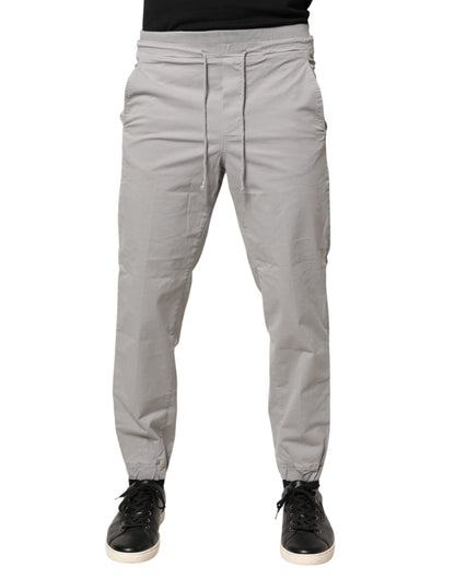 Dondup Light Gray Cotton Mid Waist Skinny Men Jogger Trouser Pants