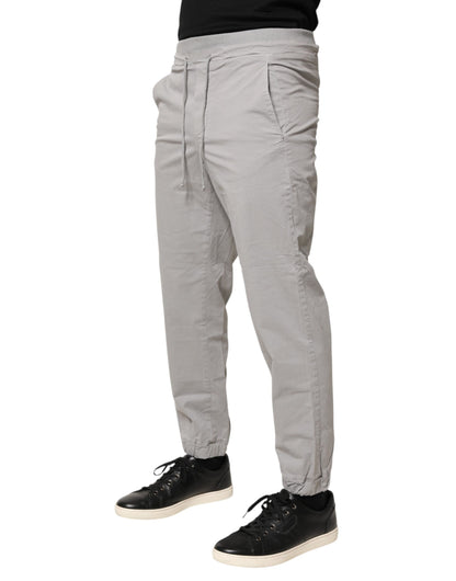 Dondup Light Gray Cotton Mid Waist Skinny Men Jogger Trouser Pants