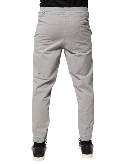 Dondup Light Gray Cotton Mid Waist Skinny Men Jogger Trouser Pants