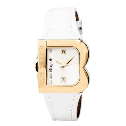 Laura Biagiotti White Leather Dress Watch
