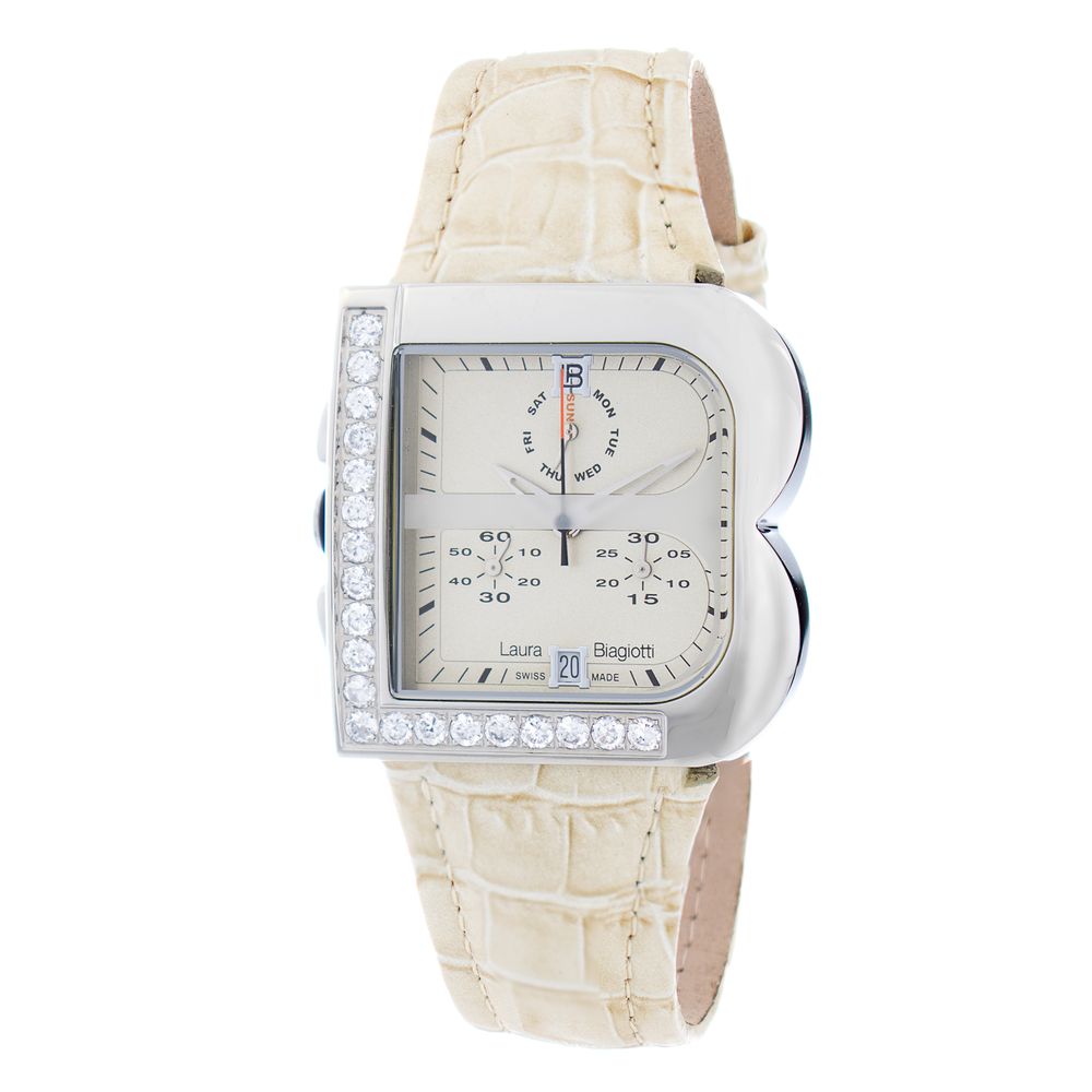 Laura Biagiotti Beige Leather Dress Watch