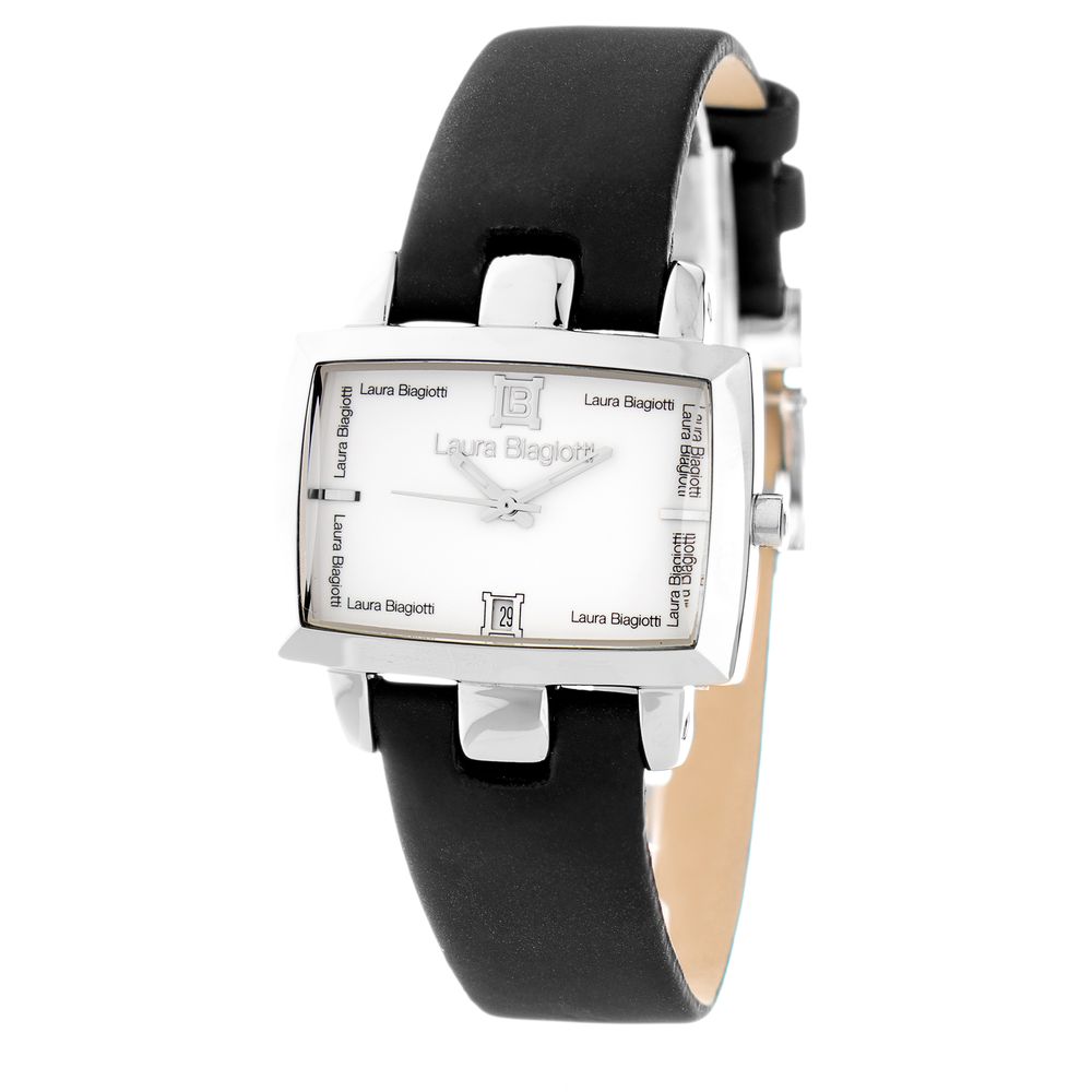 Laura Biagiotti Black Leather Dress Watch
