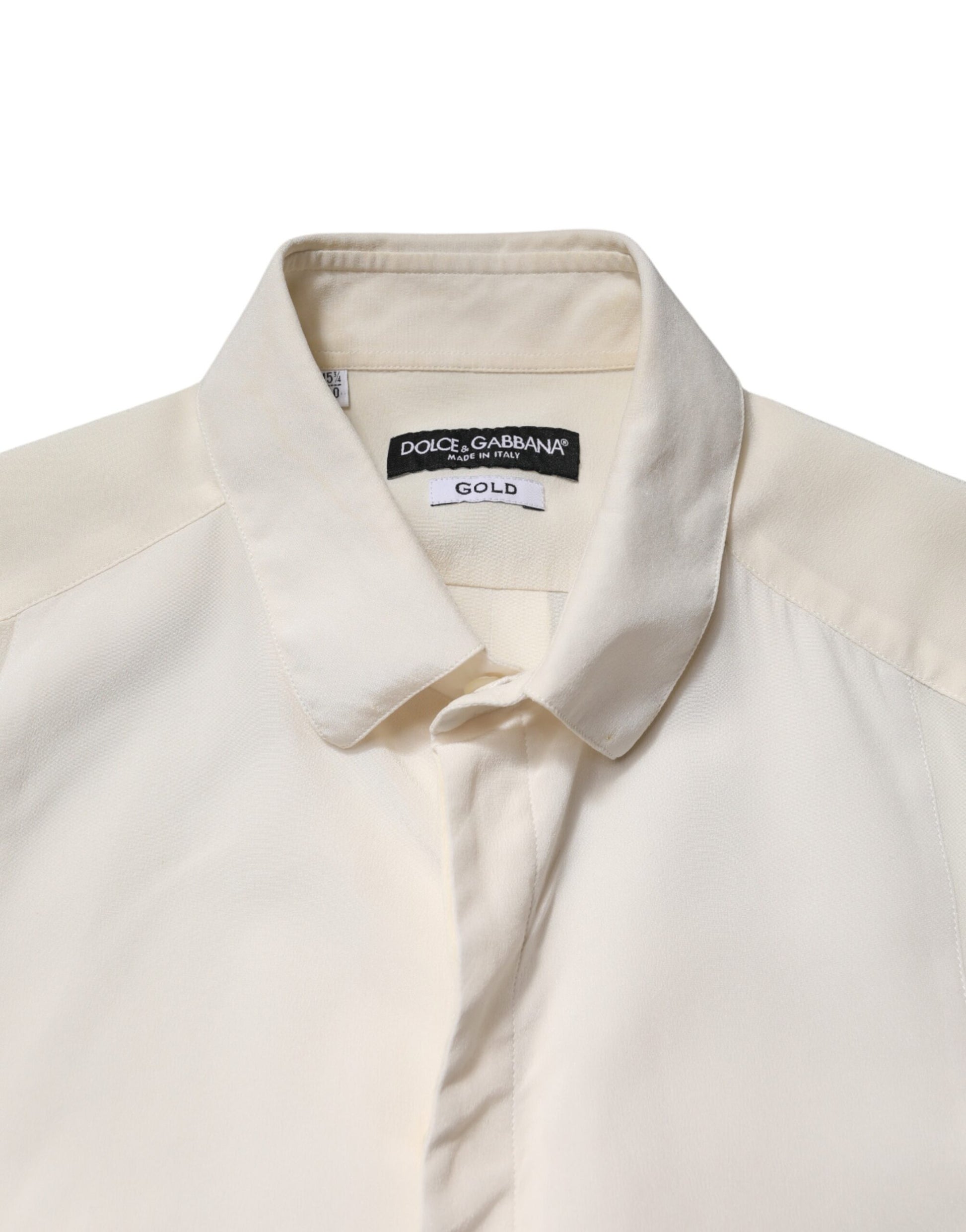 Dolce & Gabbana Off White Silk Men GOLD Dress Formal Shirt