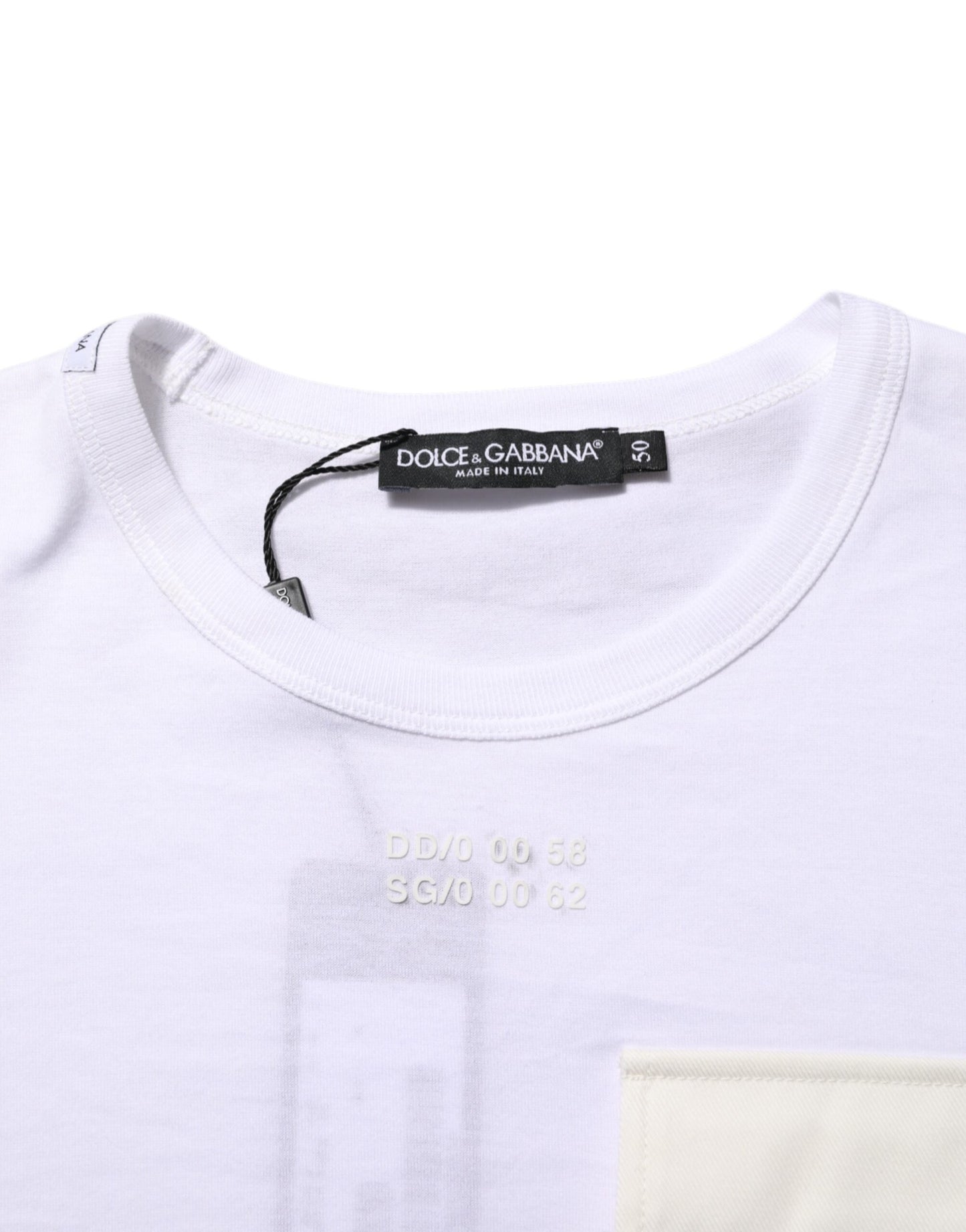 Dolce & Gabbana White Cotton Pocket Short Sleeves T-shirt