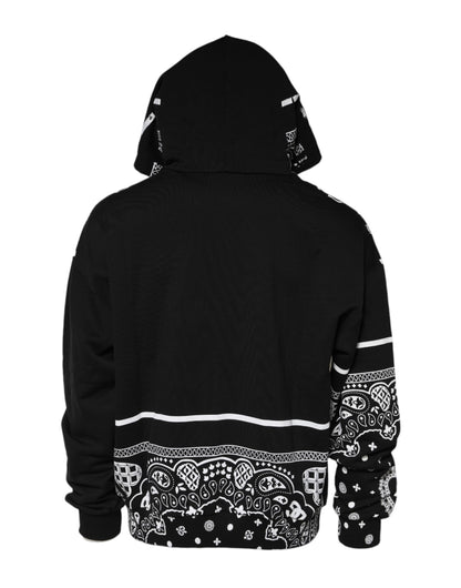 Dolce & Gabbana Black Bandana Hooded Men Sweatshirt Sweater
