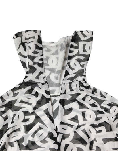 Dolce & Gabbana White DG Logo Long Sleeves Turtleneck Top