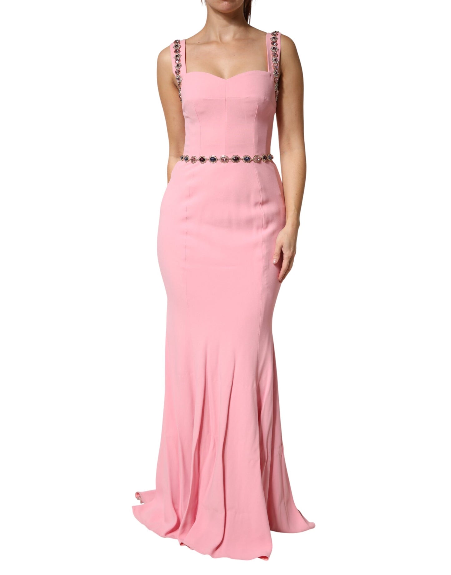 Dolce & Gabbana Pink Crystal Sheath Mermaid LongGown Dress