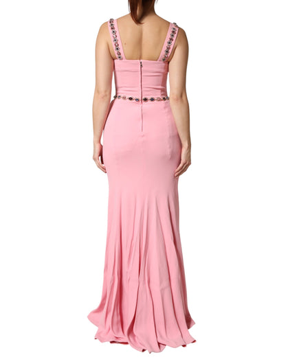 Dolce & Gabbana Pink Embellished Sheath Mermaid Gown Dress