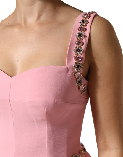 Dolce & Gabbana Pink Crystal Sheath Mermaid LongGown Dress