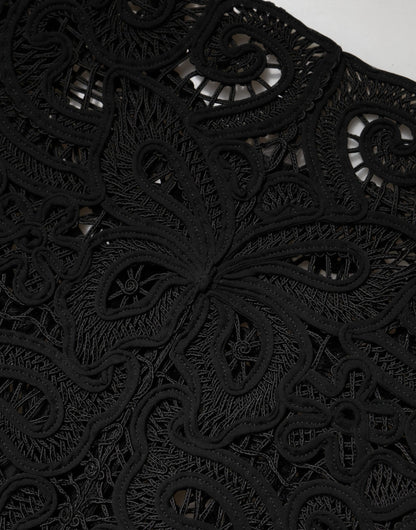 Dolce & Gabbana Black Floral Lace Cropped Coat  Jacket