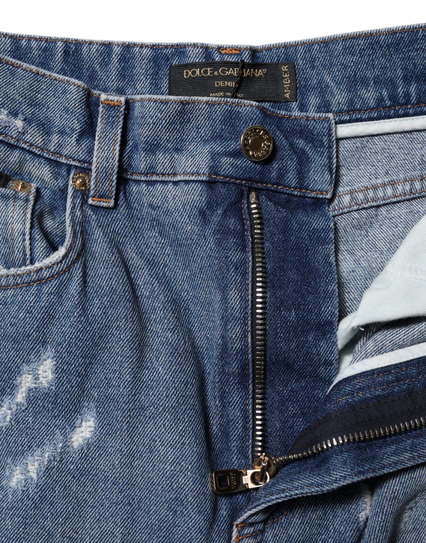 Dolce & Gabbana Blue Distressed Cotton AMBER Denim Jeans