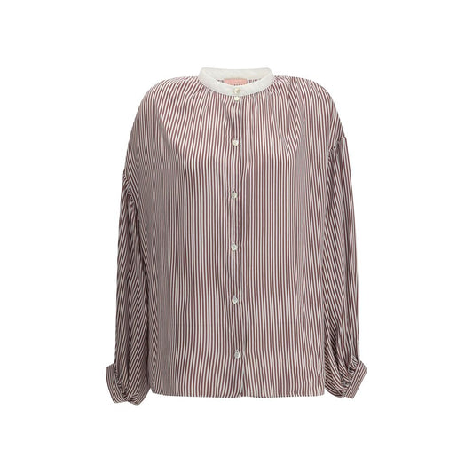 Kristina Ti Bordeaux Viscose Pattern Shirt