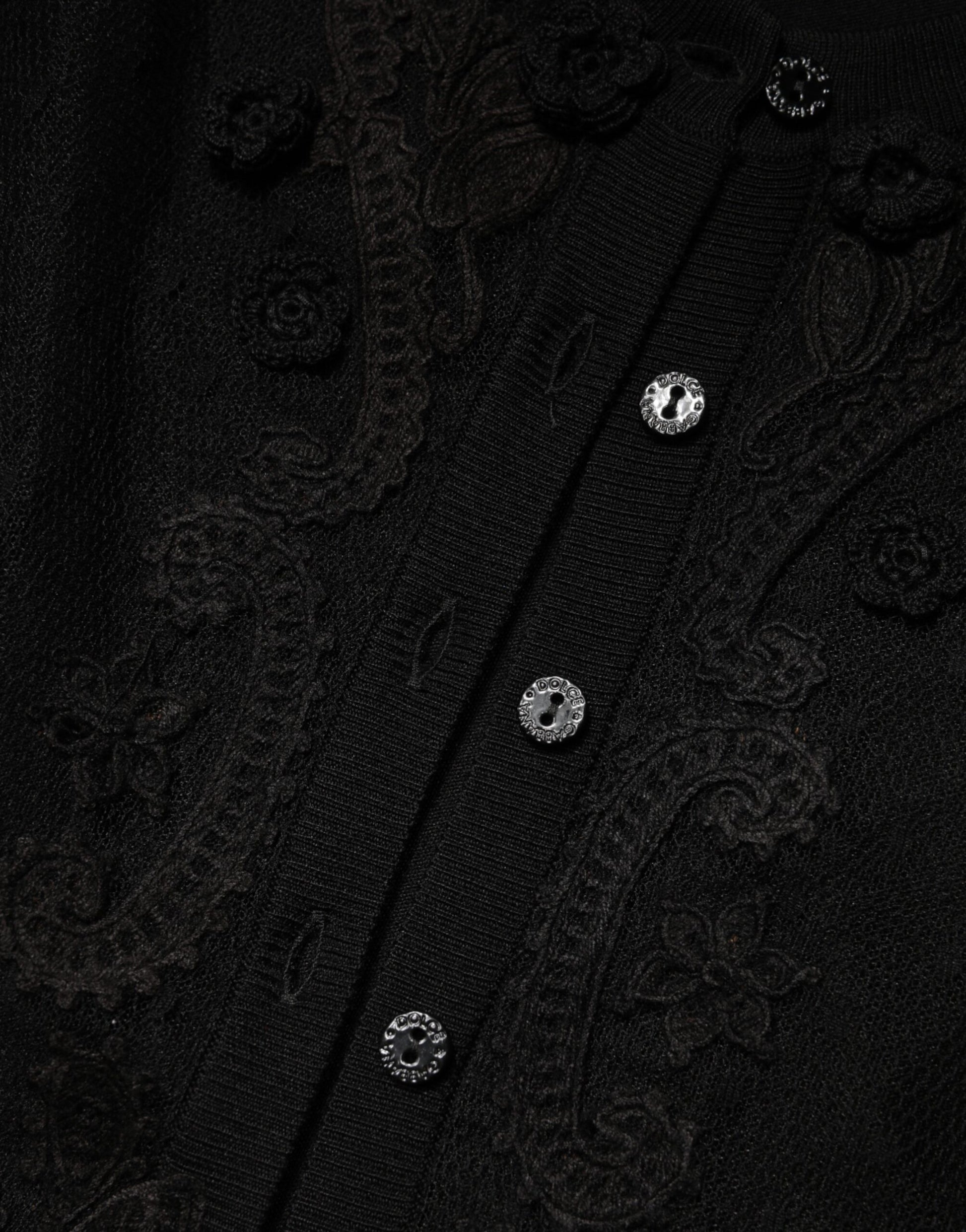 Dolce & Gabbana Black Sheer Button Down Cardigan Sweater