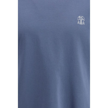Brunello Cucinelli Blue Cotton T-Shirt