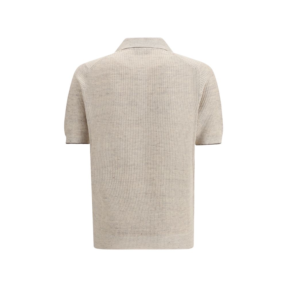 Brunello Cucinelli Beige Cotton Polo Shirt