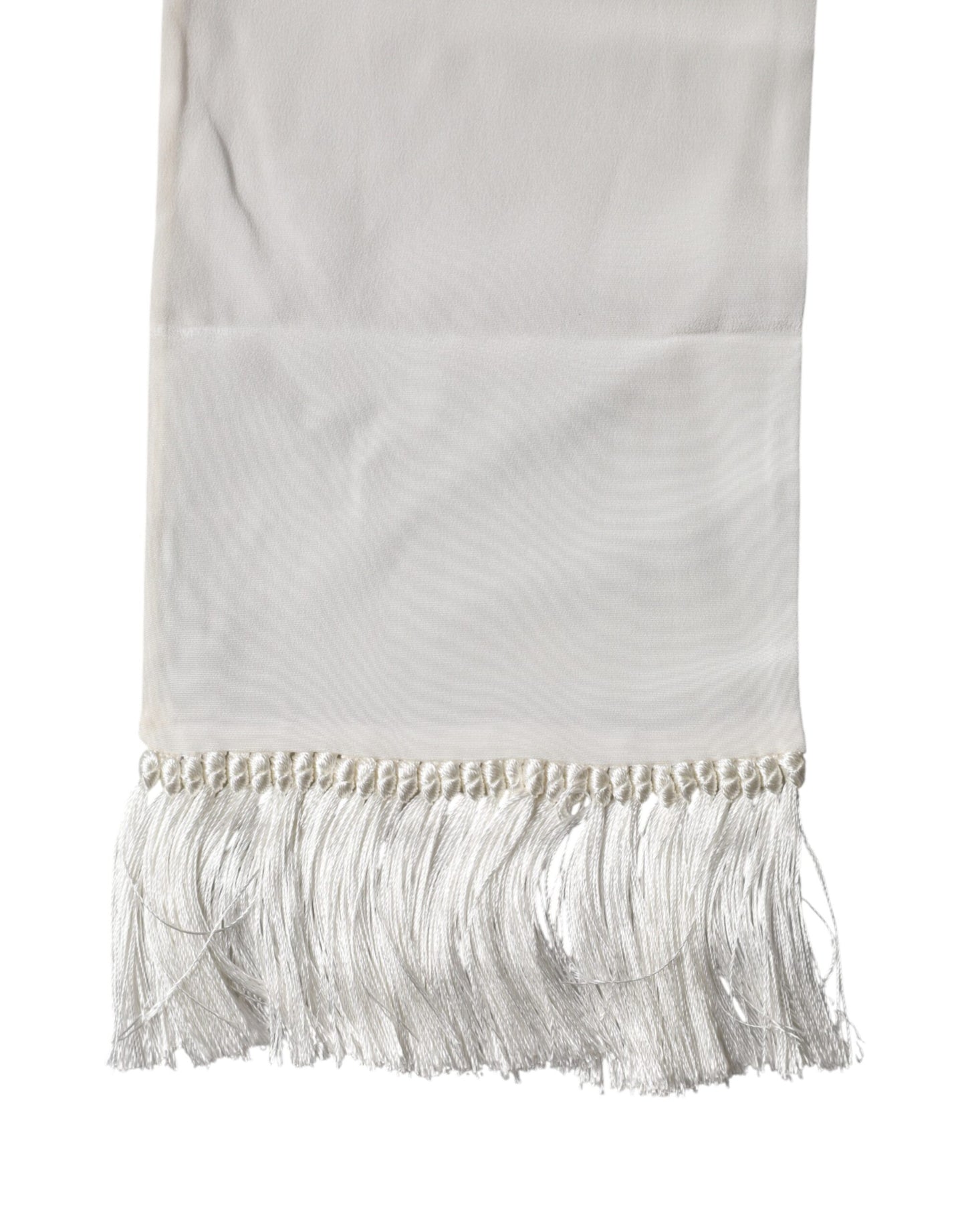 Dolce & Gabbana White Silk Fringes Neck Wrap Foulard Scarf