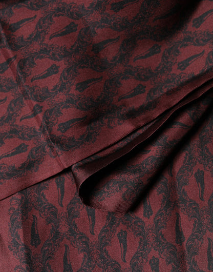 Dolce & Gabbana Maroon Silk Fringes Neck Wrap Foulard Scarf
