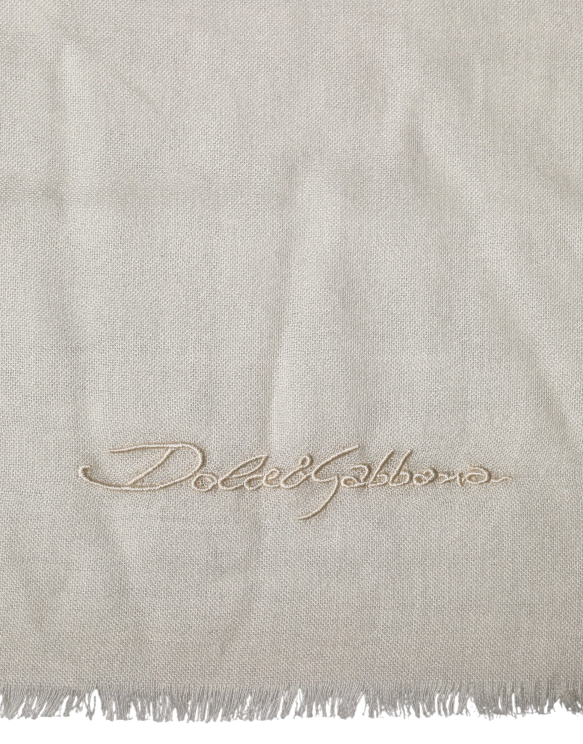 Dolce & Gabbana White Cashmere Knit Neck Wrap Shawl Scarf